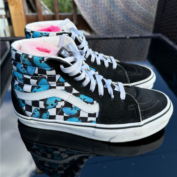 Vans Butterfly Checkerboard Sk8-Hi Shoe Womens Sz 8 Off The Wall Sneakers EUC - Picture 2 of 10